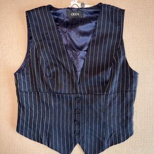 Cider Women’s Navy Pinstripe Vest